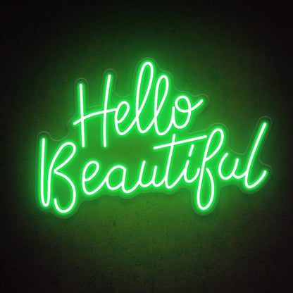 Hello Beautiful Blue Pink Handwritten Led Neon Sign For Salon Home Decor | Shineneon