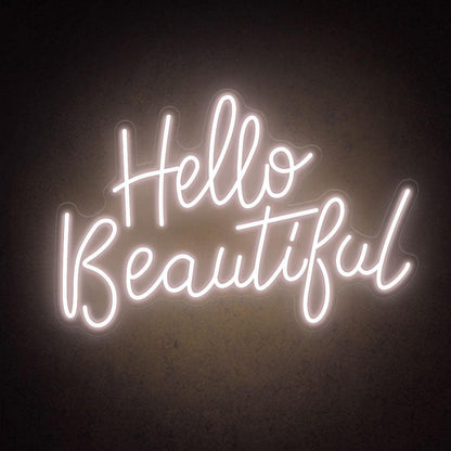 Hello Beautiful Blue Pink Handwritten Led Neon Sign For Salon Home Decor | Shineneon