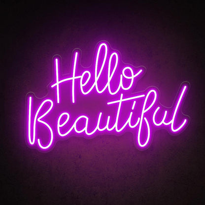 Hello Beautiful Blue Pink Handwritten Led Neon Sign For Salon Home Decor | Shineneon