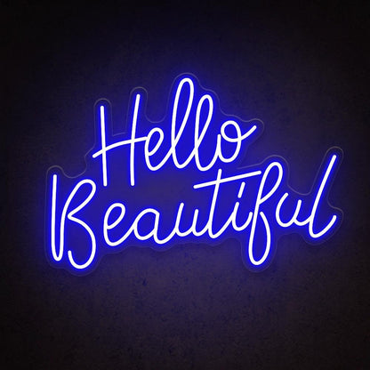 Hello Beautiful Blue Pink Handwritten Led Neon Sign For Salon Home Decor | Shineneon