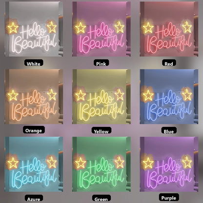 Hello Beautiful LED Neon Sign Home Wall Art - 05 Color Grid
