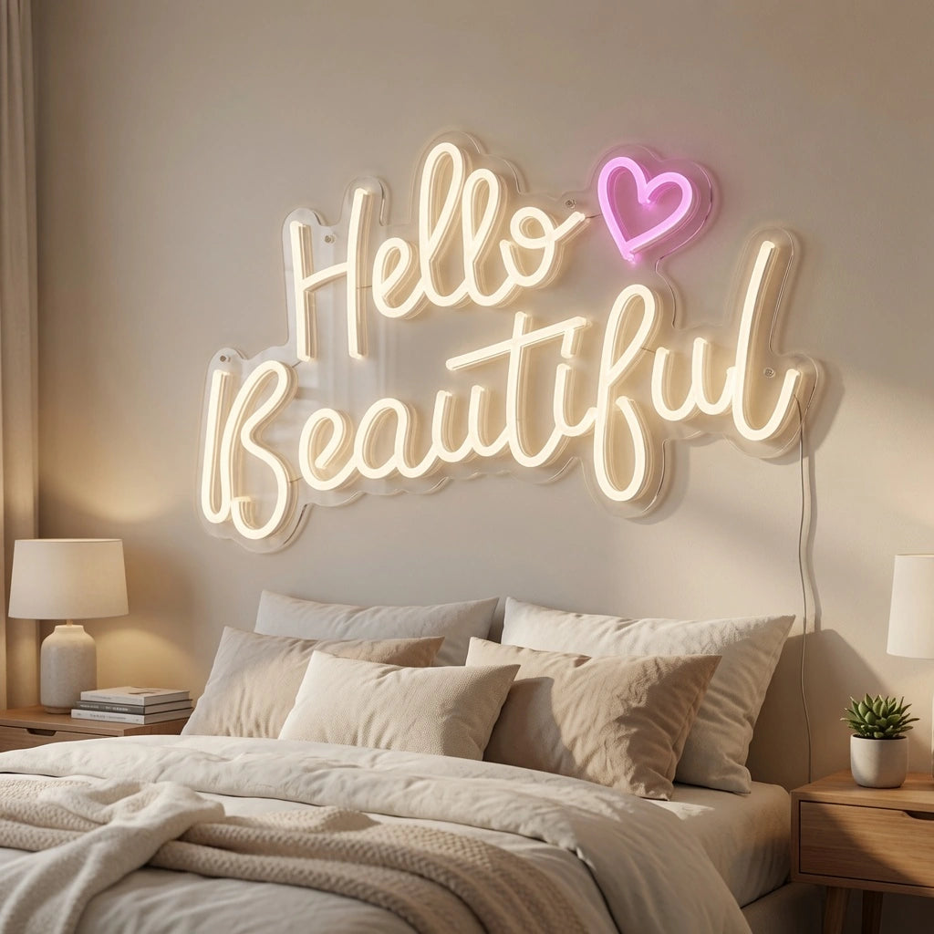 Hello Beautiful LED Neon Sign Wall Decor - 03 Real Lifestyle Scene