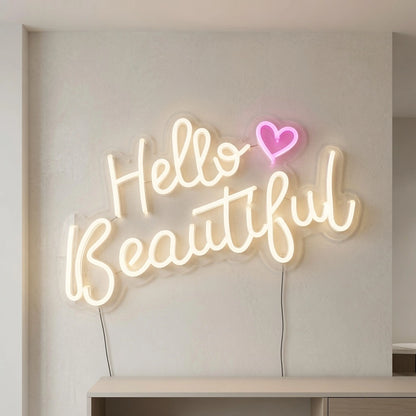 Hello Beautiful LED Neon Sign Wall Decor - 04 Size Image