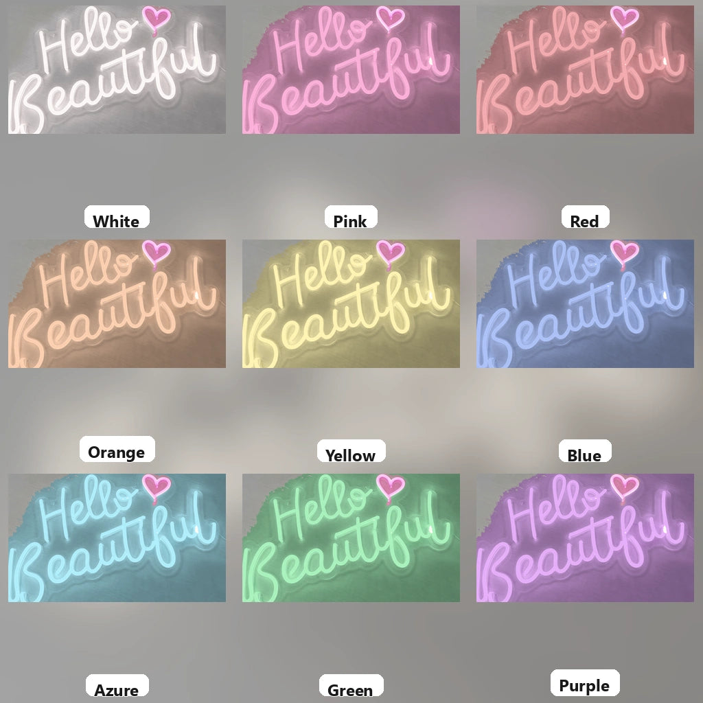 Hello Beautiful LED Neon Sign Wall Decor - 05 Color Grid