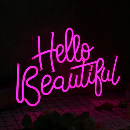 Hello Beautiful Pink Led Neon Sign | Shineneon