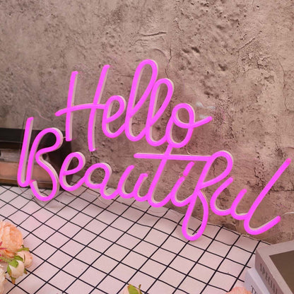Hello Beautiful Pink Led Neon Sign | Shineneon