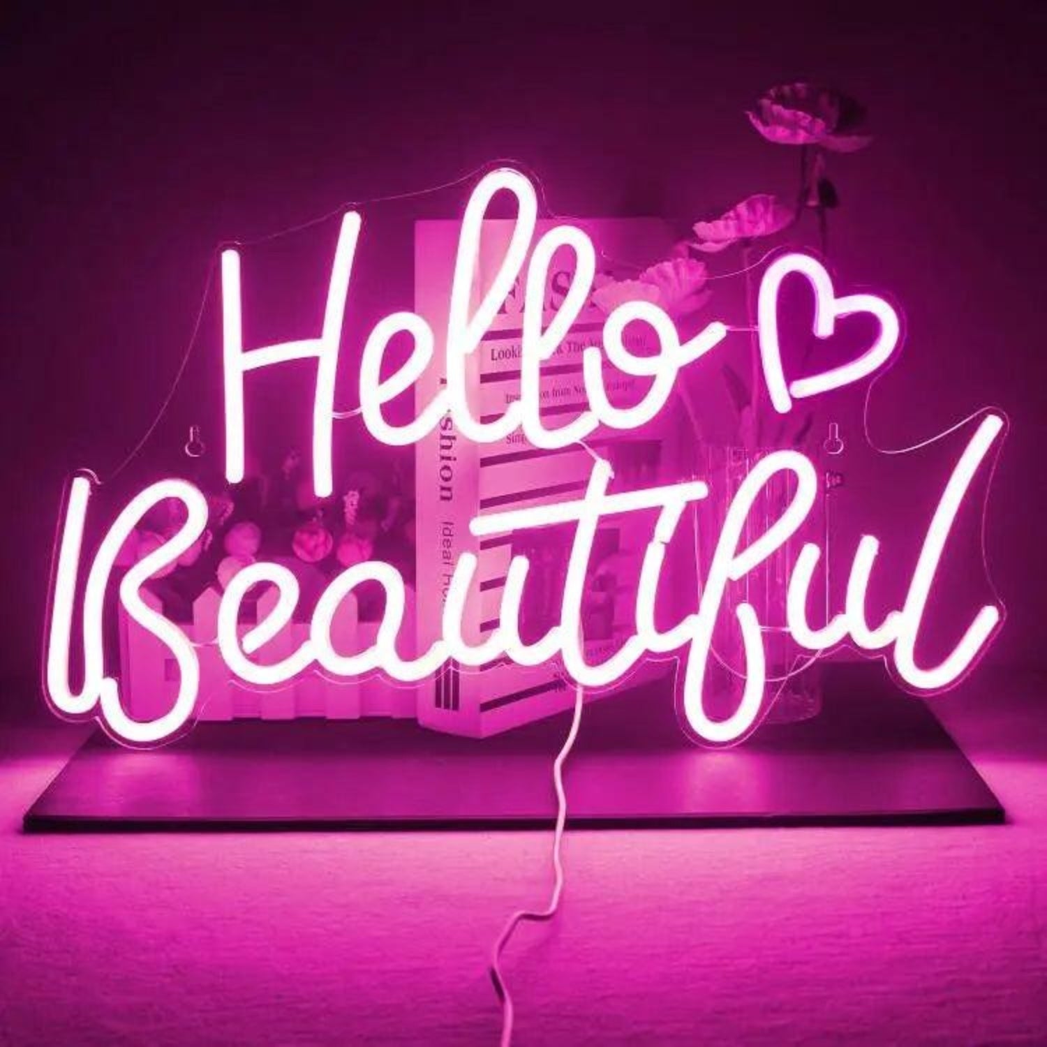 Hello Beautiful White And Pink Led Neon Sign For Home Decor - Shineneon