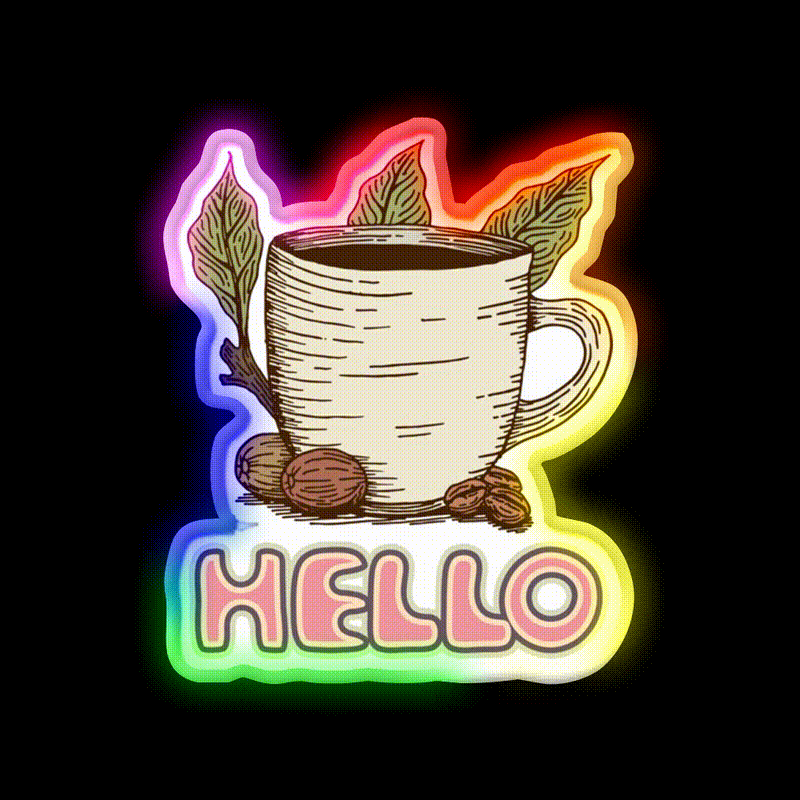 Hello Coffee Moment Cafe Led Neon Sign Espresso Bar Art Rgb Color