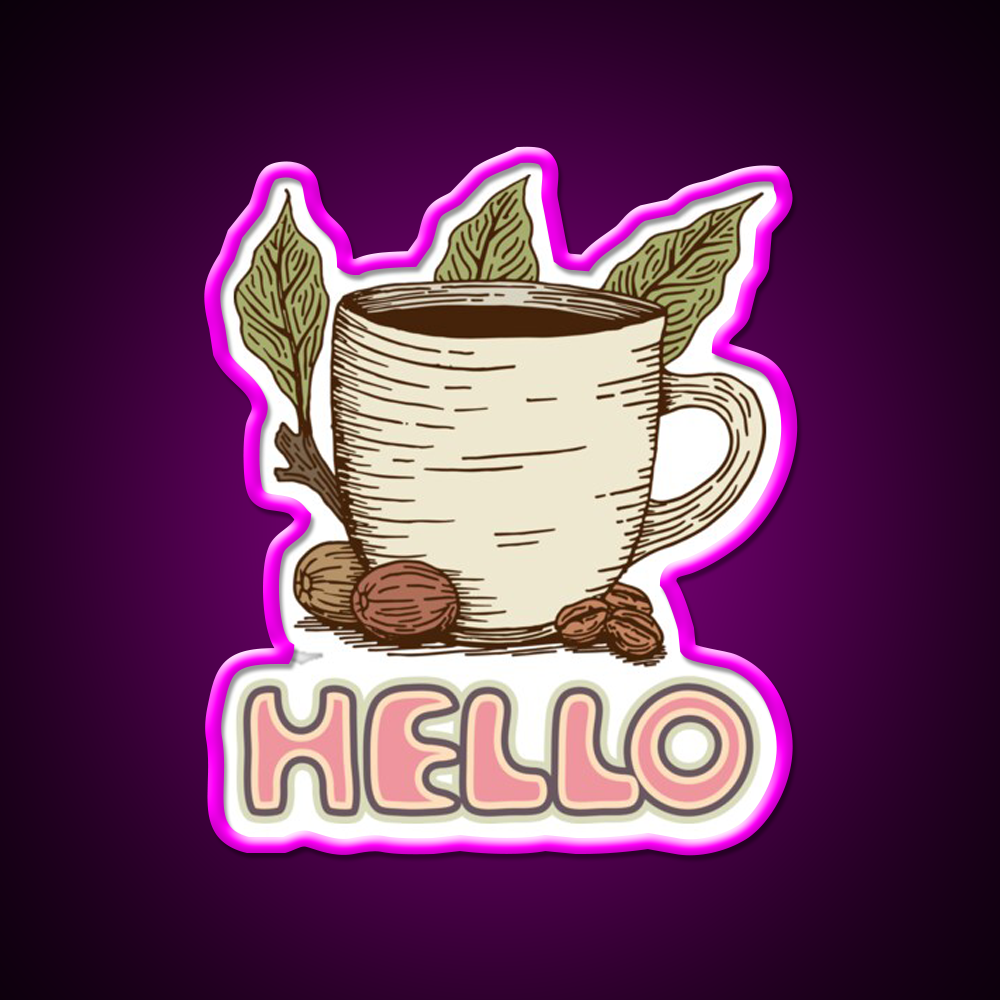 Hello Coffee Moment Cafe Led Neon Sign Espresso Bar Art Rgb Color