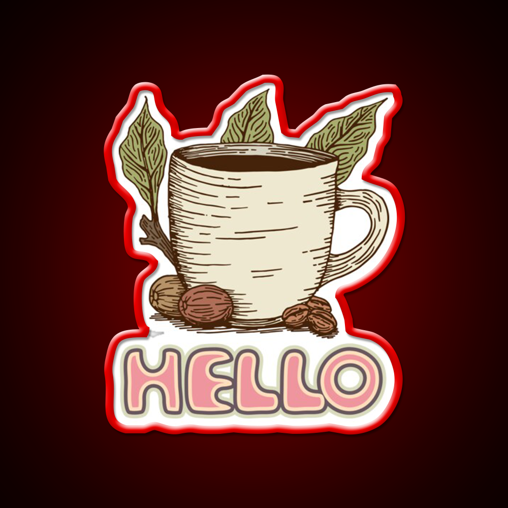 Hello Coffee Moment Cafe Led Neon Sign Espresso Bar Art Rgb Color