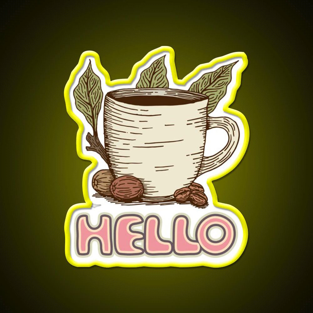 Hello Coffee Moment Cafe Led Neon Sign Espresso Bar Art Rgb Color