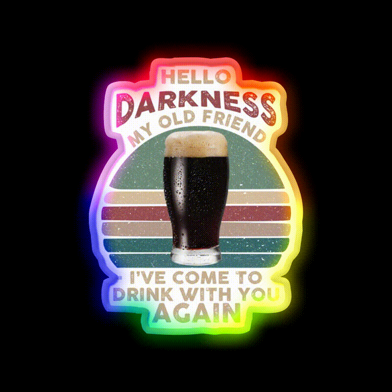 Hello Darkness My Old Friend Beer Bar Decor Led Neon Sign Rgb Color - LED neon sign close-up detail