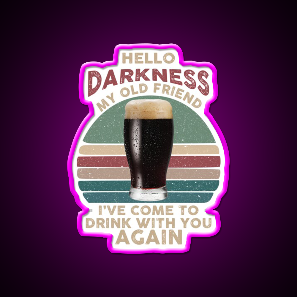 Hello Darkness My Old Friend Beer Bar Decor Led Neon Sign Rgb Color - Neon sign mounted on wall in room