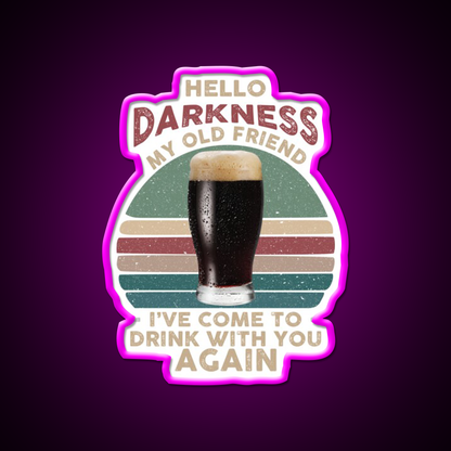 Hello Darkness My Old Friend Beer Bar Decor Led Neon Sign Rgb Color - Neon sign mounted on wall in room