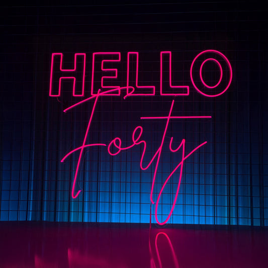 Hello Forty 40Th Birthday Decorations For Her Gifts Custom Led Neon Sign