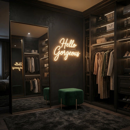 Hello Gorgeous Bedroom Decor LED Neon Sign - 03 Real Lifestyle Scene