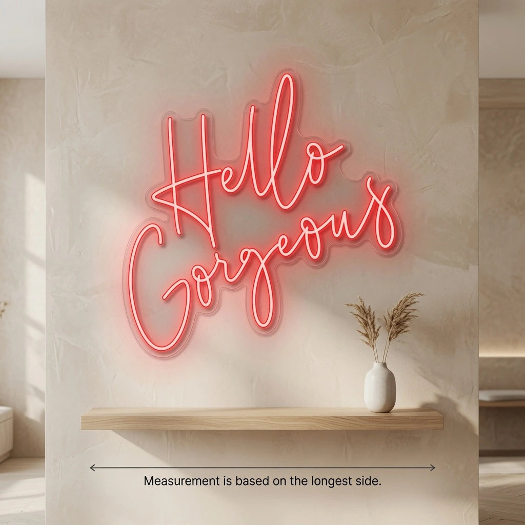 Hello Gorgeous Cafe Wall Art LED Neon Sign - 04 Size Image