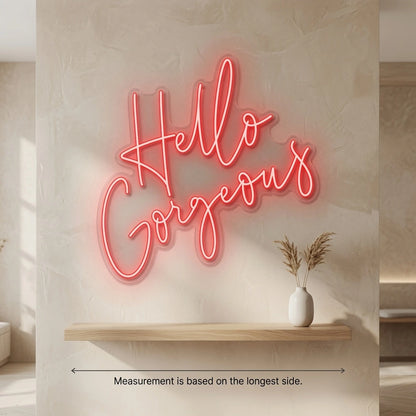 Hello Gorgeous Cafe Wall Art LED Neon Sign - 04 Size Image