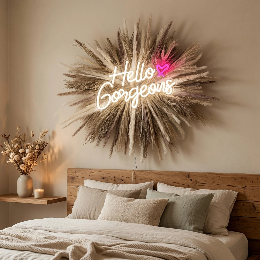 Hello Gorgeous LED Neon Sign Home Decor Wall Neon Sign - 03 Real Lifestyle Scene