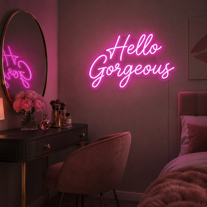 Hello Gorgeous LED Neon Sign Home Wall Art Home Art - 03 Real Lifestyle Scene