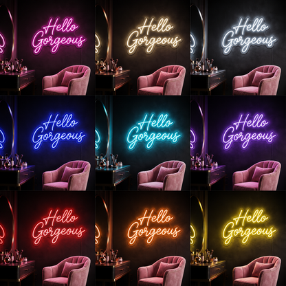 Hello Gorgeous LED Neon Sign Home Wall Art Home Art - 05 Color Grid