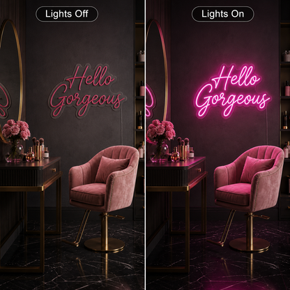 Hello Gorgeous LED Neon Sign Home Wall Art Home Art - 06 Day Night Comparison