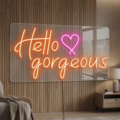 Hello Gorgeous LED Neon Sign Home Wall Art Wall Decor - 03 Real Lifestyle Scene
