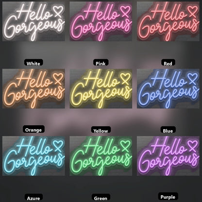 Hello Gorgeous LED Neon Sign Living Room Decor - 05 Color Grid