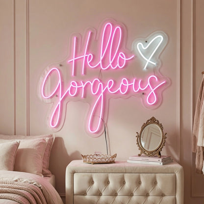 Hello Gorgeous LED Neon Sign Wall Art - 03 Real Lifestyle Scene