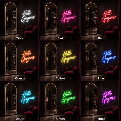 Hello Gorgeous LED Neon Sign Wall Decor - 05 Color Grid