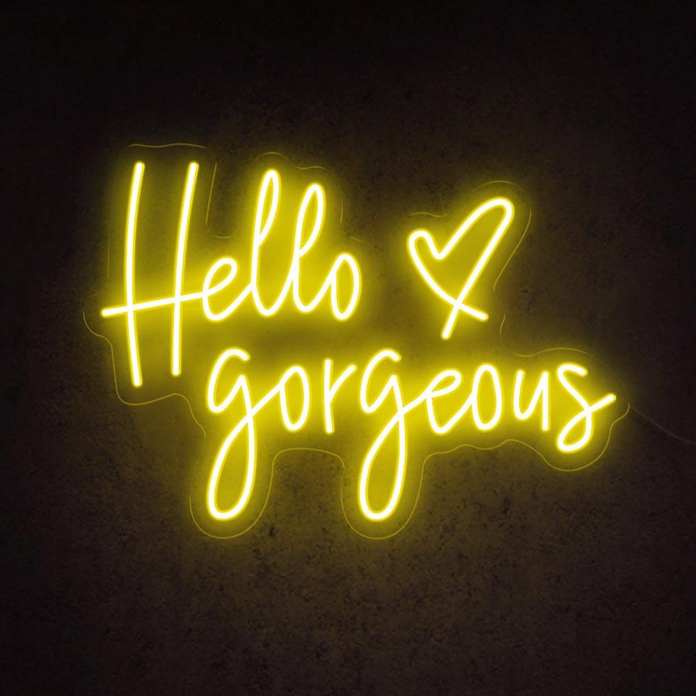 Hello Gorgeous Pink Blue Heart Led Neon Sign For Room Decor | Shineneon