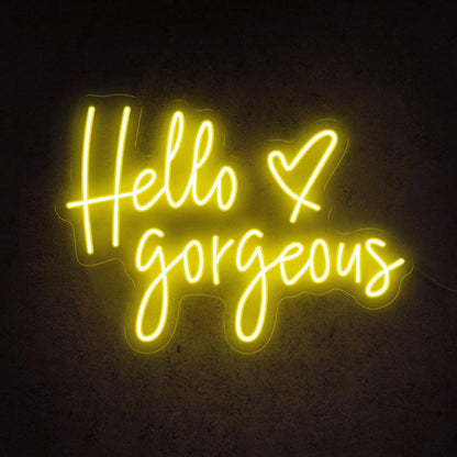 Hello Gorgeous Pink Blue Heart Led Neon Sign For Room Decor | Shineneon