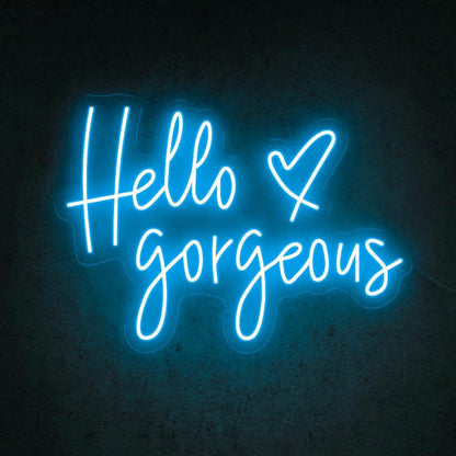 Hello Gorgeous Pink Blue Heart Led Neon Sign For Room Decor | Shineneon