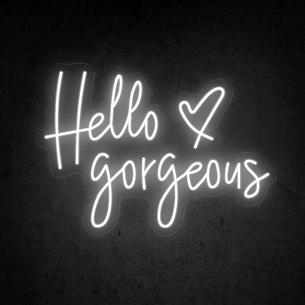 Hello Gorgeous Pink Blue Heart Led Neon Sign For Room Decor | Shineneon