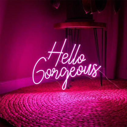 Hello Gorgeous Pink Handwritten Led Neon Sign Bedroom Decor | Shineneon