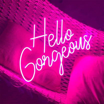 Hello Gorgeous Pink Handwritten Led Neon Sign Bedroom Decor | Shineneon