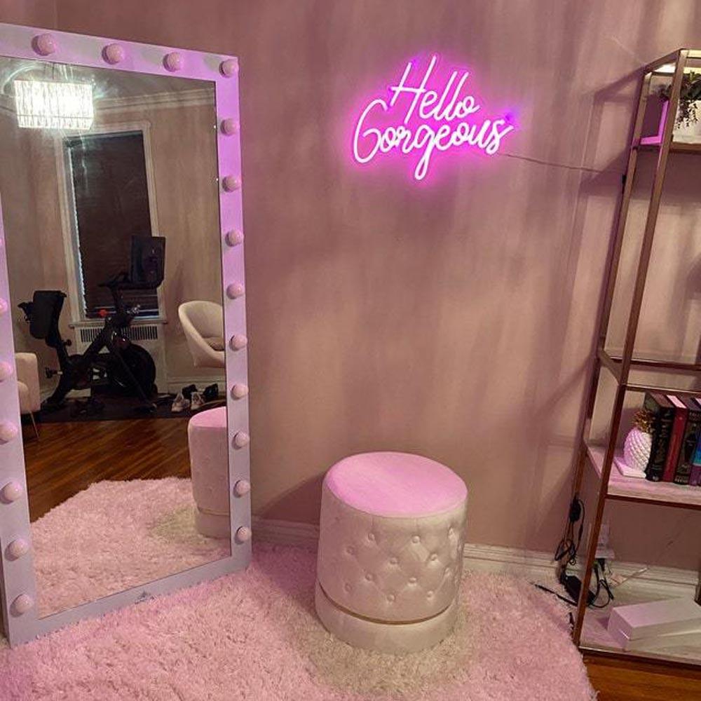 Hello Gorgeous Pink Handwritten Led Neon Sign Bedroom Decor | Shineneon
