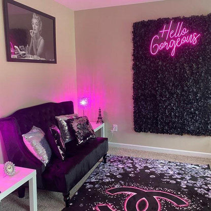 Hello Gorgeous Pink Handwritten Led Neon Sign Bedroom Decor | Shineneon
