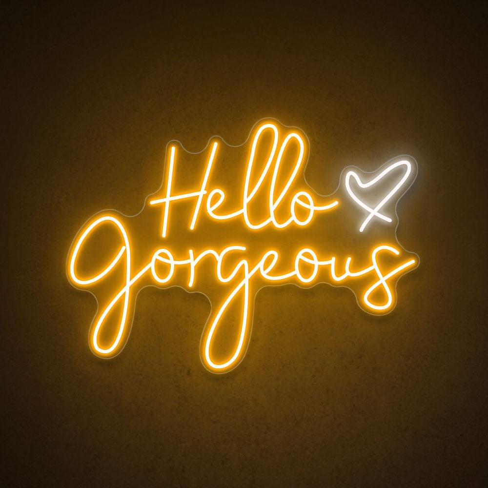 Hello Gorgeous Pink White Led Neon Sign Salon Boutique Wall Decor | Shineneon