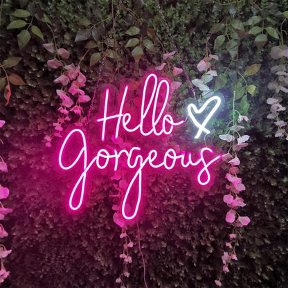 Hello Gorgeous Pink White Led Neon Sign Salon Boutique Wall Decor | Shineneon