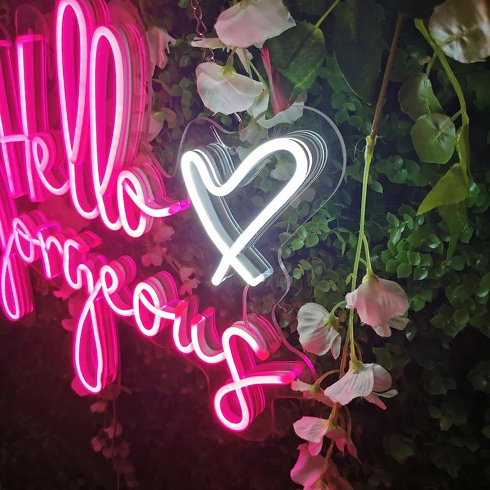 Hello Gorgeous Pink White Led Neon Sign Salon Boutique Wall Decor | Shineneon