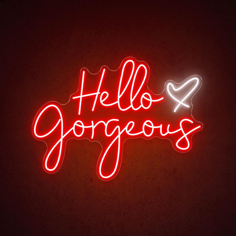 Hello Gorgeous Pink White Led Neon Sign Salon Boutique Wall Decor | Shineneon