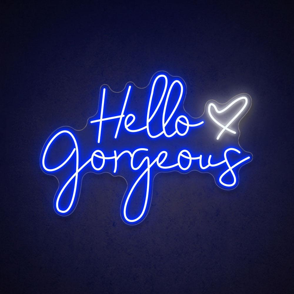 Hello Gorgeous Pink White Led Neon Sign Salon Boutique Wall Decor | Shineneon