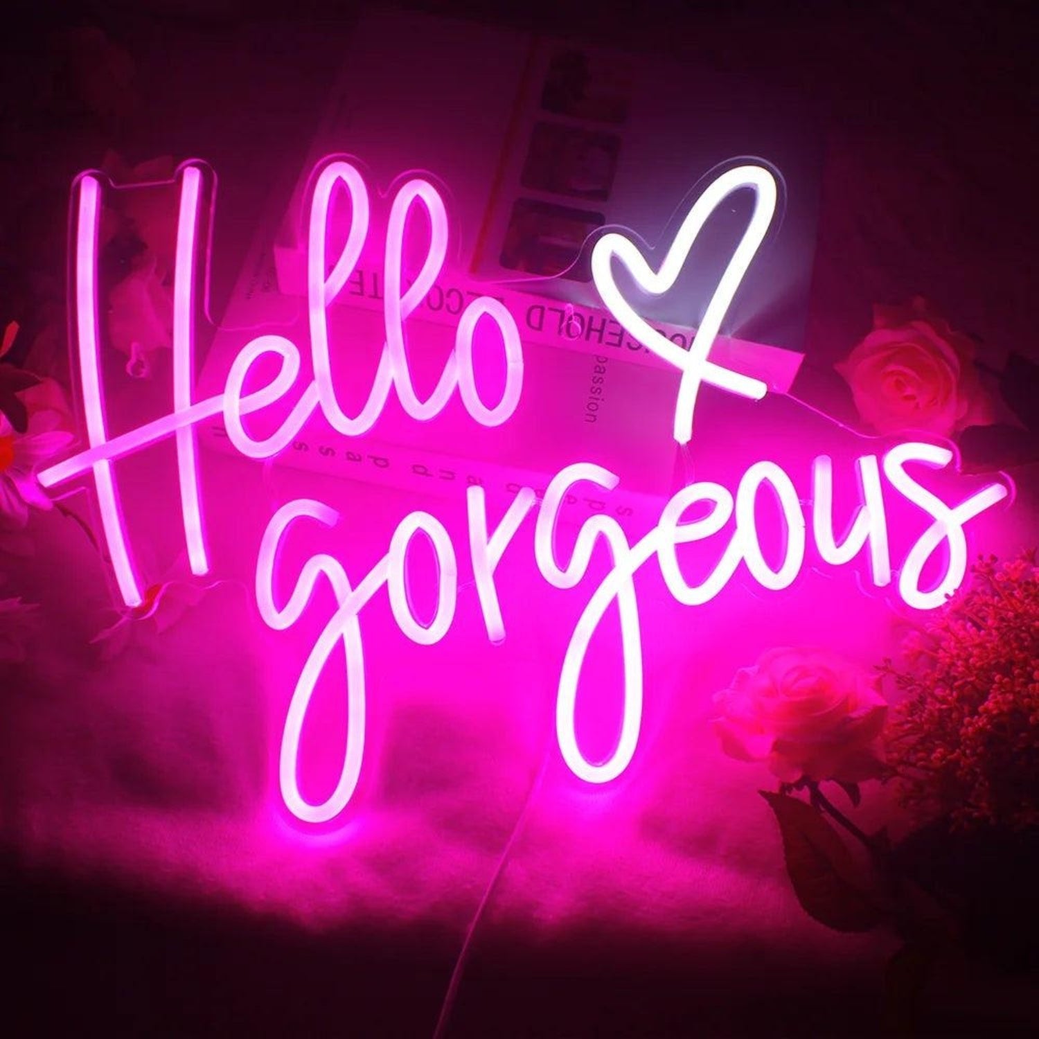 Hello Gorgeous Pink White Script Led Neon Sign For Bedroom Party Decor - Shineneon