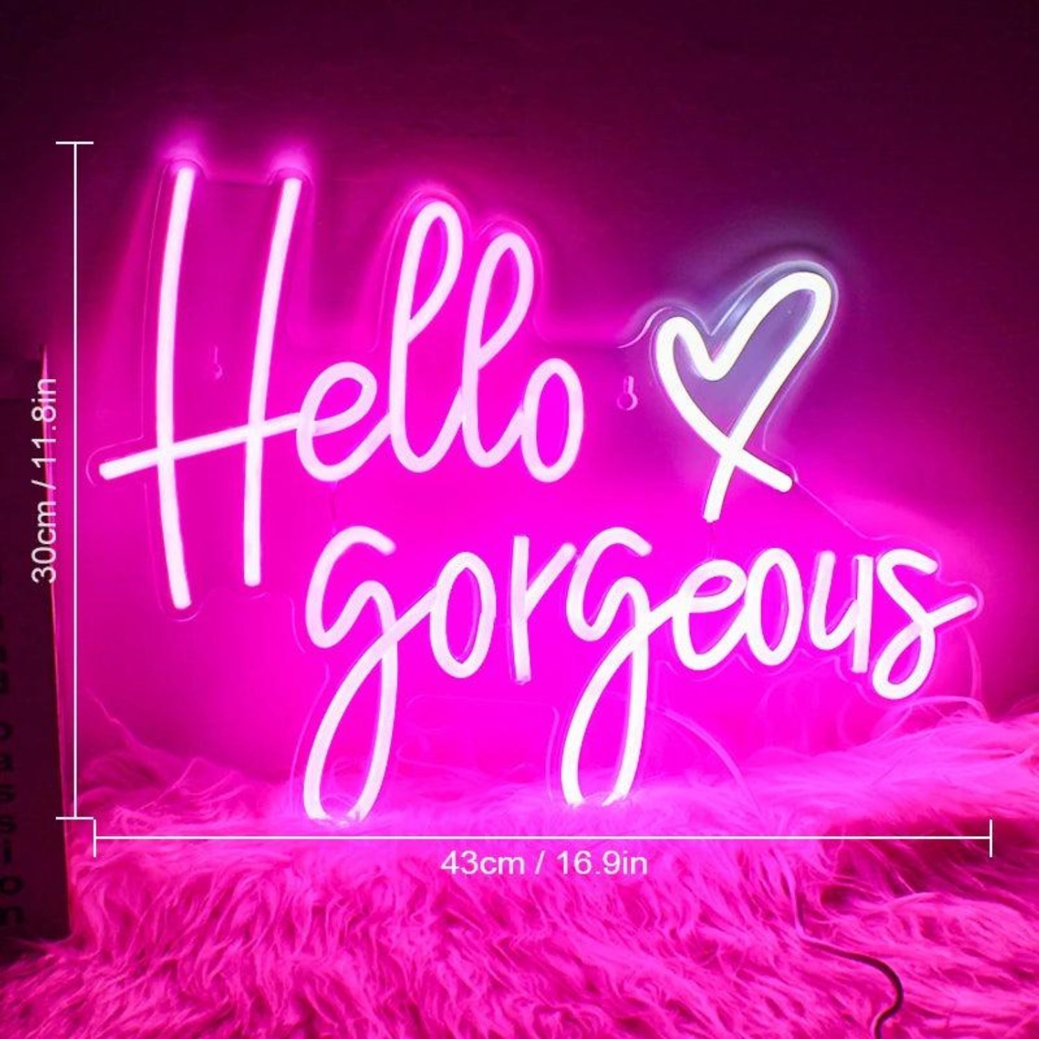 Hello Gorgeous Pink White Script Led Neon Sign For Bedroom Party Decor - Shineneon