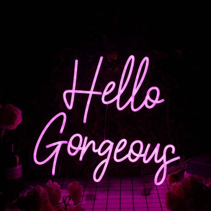 Hello Gorgeous Purple Led Neon Sign - Shineneon