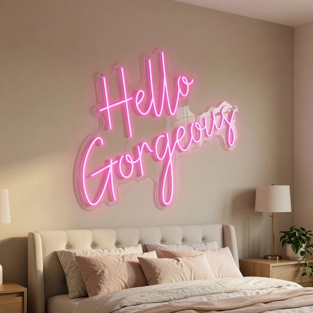 Hello Gorgeous Room Decor LED Neon Sign - 03 Real Lifestyle Scene