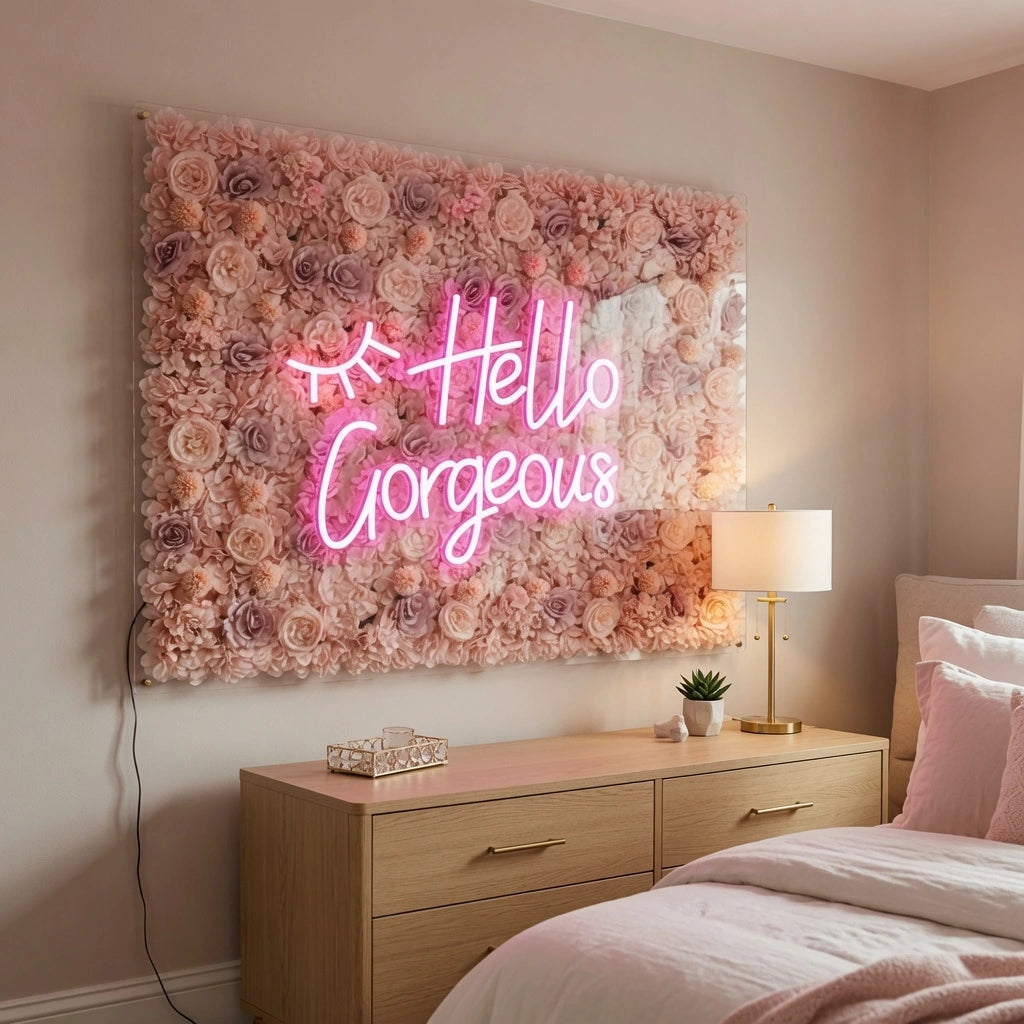 Hello Gorgeous Room Decor LED Neon Sign Wall Neon Sign - 03 Real Lifestyle Scene