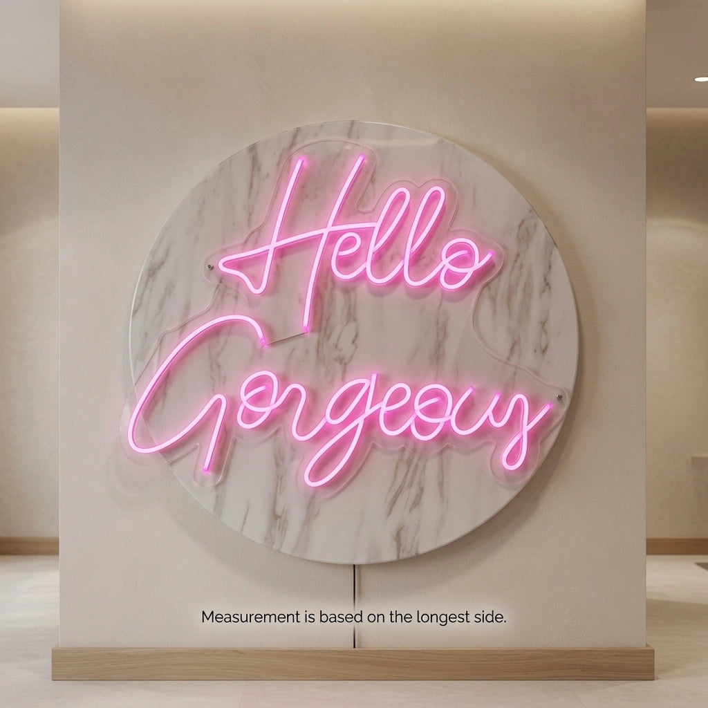 Hello Gorgeous Salon Wall Art LED Neon Sign - 04 Size Image