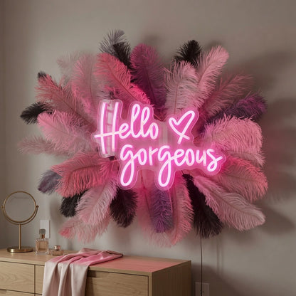 Hello Gorgeous Salon Wall Decor LED Neon Sign - 03 Real Lifestyle Scene